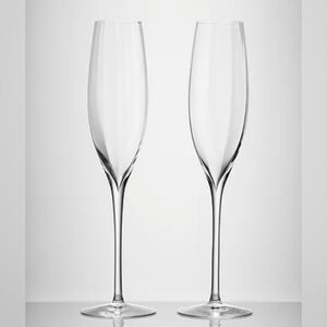 Waterford Elegant Optic Clear Champagne Flutes Set Of 2 Glasses NEW